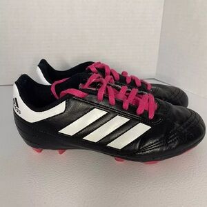 Adidas Soccer Cleats Youth Kids Size 2 Black Pink White Low Top Lace Up BB0571